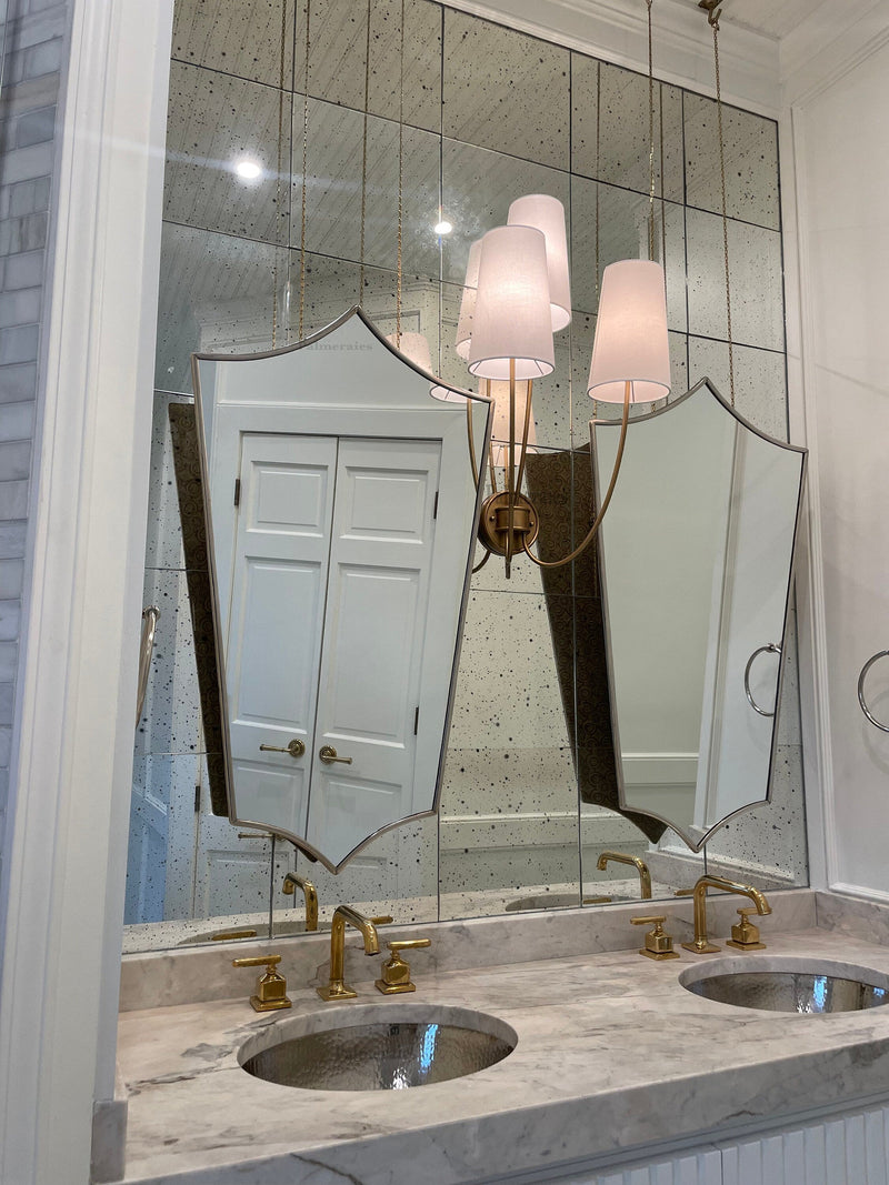 Italian Silver Brass Frame Aesthetic Mirror