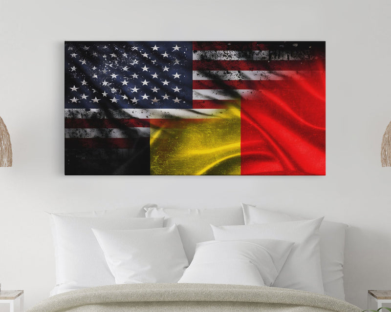 American and Belgium Flag Mashup, Belgium Flag, Framed Canvas Print, Framed American Flag Art, Patriotic Immigrant Art