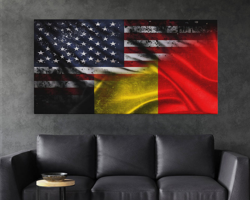 American and Belgium Flag Mashup, Belgium Flag, Framed Canvas Print, Framed American Flag Art, Patriotic Immigrant Art