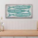 Welcome Sign with Whale - Beach House Name Sign - Coastal Wall Art