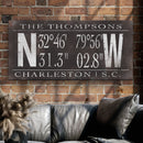 Personalized Family Name Latitude Longitude Coordinates Canvas Wall Decor