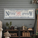 Personalized Coordinates Canvas Ski Lodge Sign - Family Name Cabin Decor