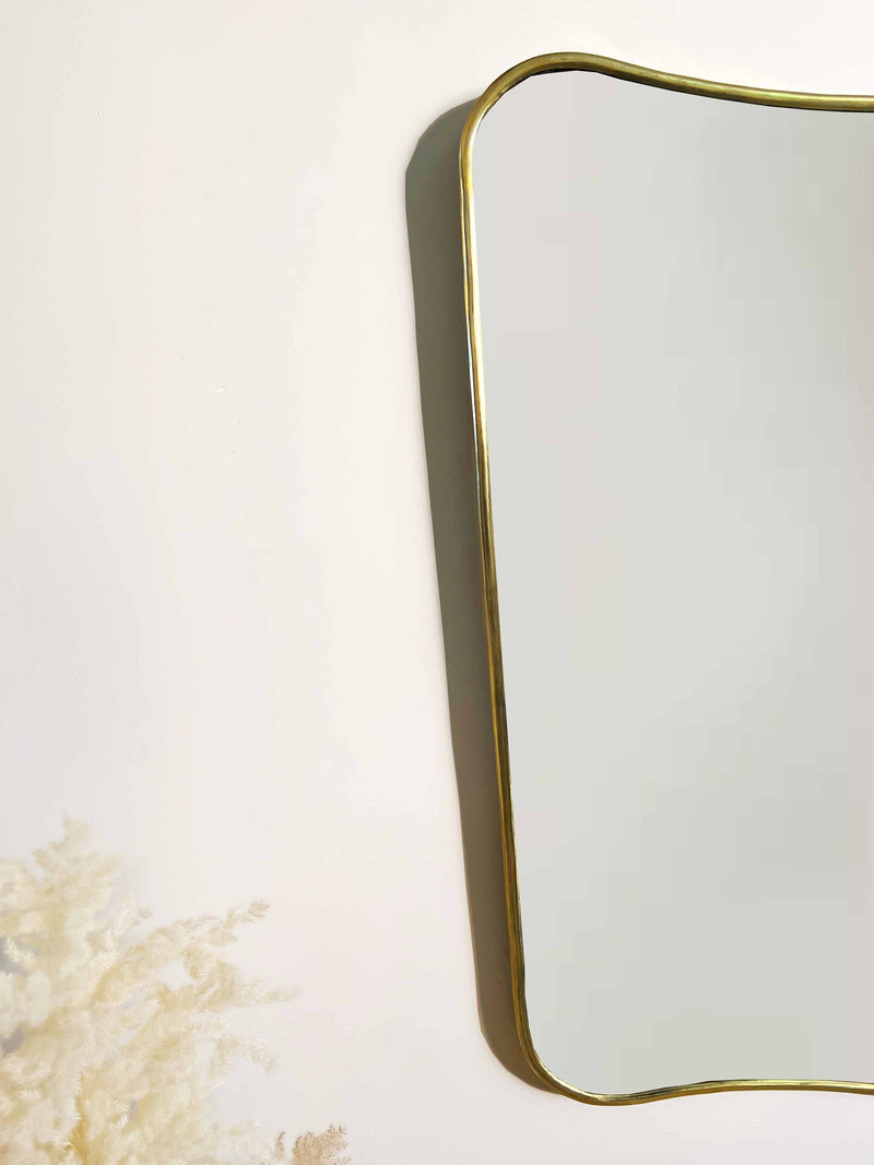 Italian Curved Brass Mirror - Butterfly Brass Wall Mirror