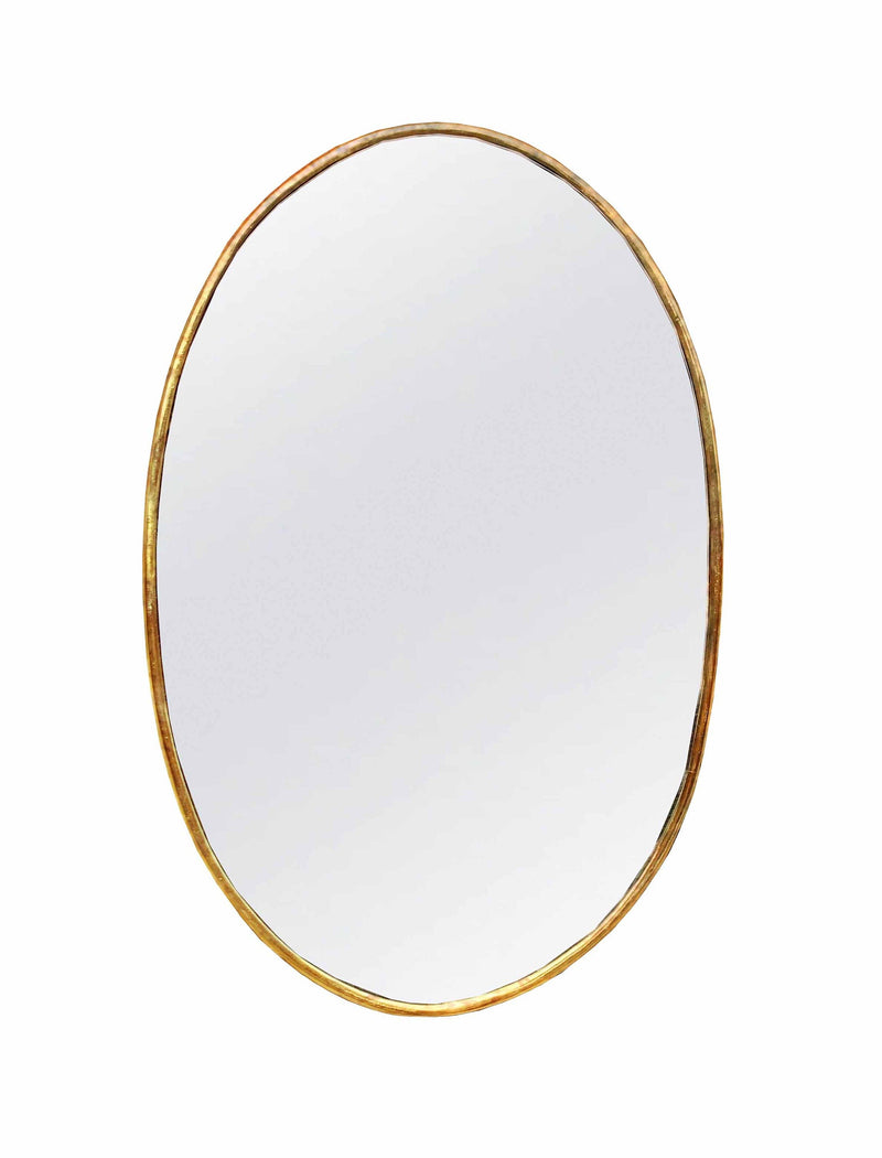 Oval Antiqued Brass Mirror - Unlacquered Brass Mirror
