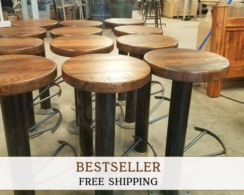 Bolt Down Bar Stools, Counter Stools, Pedestal Bar Stools, Industrial Bar Stools, Solid Wood Bar Stools Bolt Down, Counter Height Stools