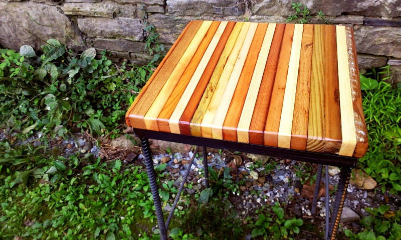 Wood Bar Stools, Counter Height Stool, Rebar Stool, Reclaimed Bar Stool, Backless Stool, Industrial Garage Bar Stools