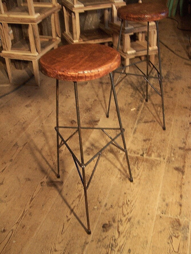 Extra Tall Bar Stools, Counter Stools, Tall Barstools, Industrial Bar Stools, Reclaimed Wood Stools, Metal Bar Stools, 3 Leg Rebar Stools