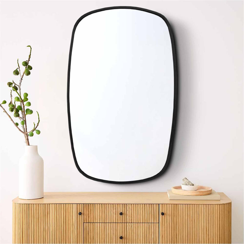 Black Framed Mirror | Rectangular Brass Wall Mirror