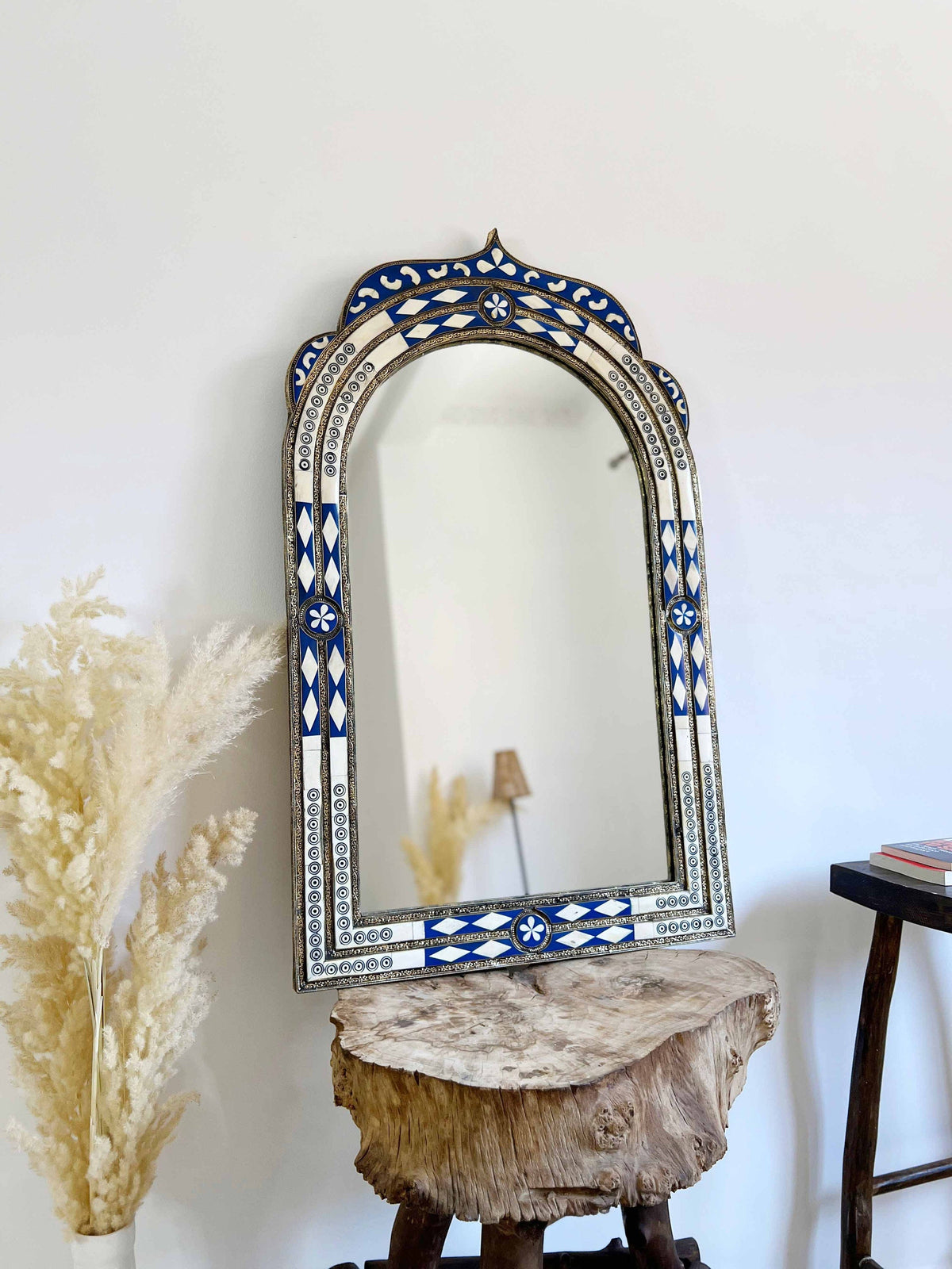 Luxury Arch Blue Frame Bone inlay Mirror, photo 2 of 10