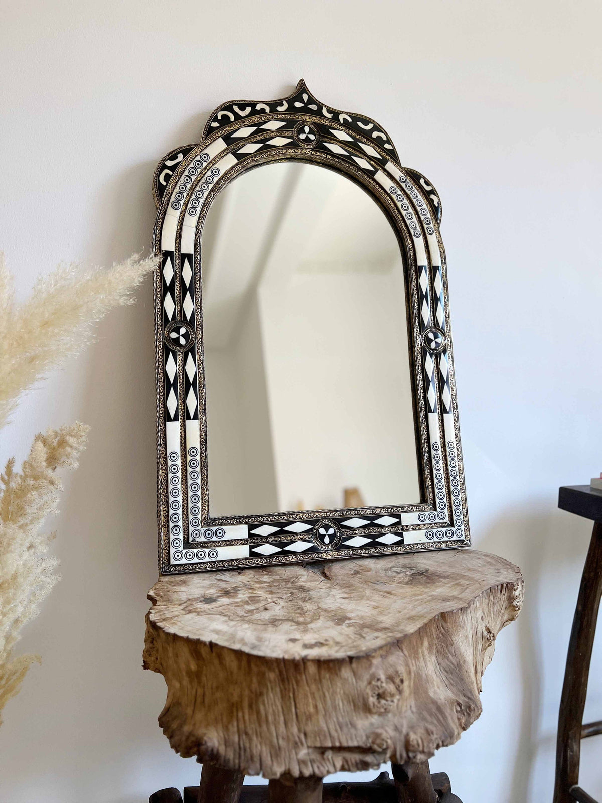 Luxury Arch Blue Frame Bone inlay Mirror, photo 8 of 10