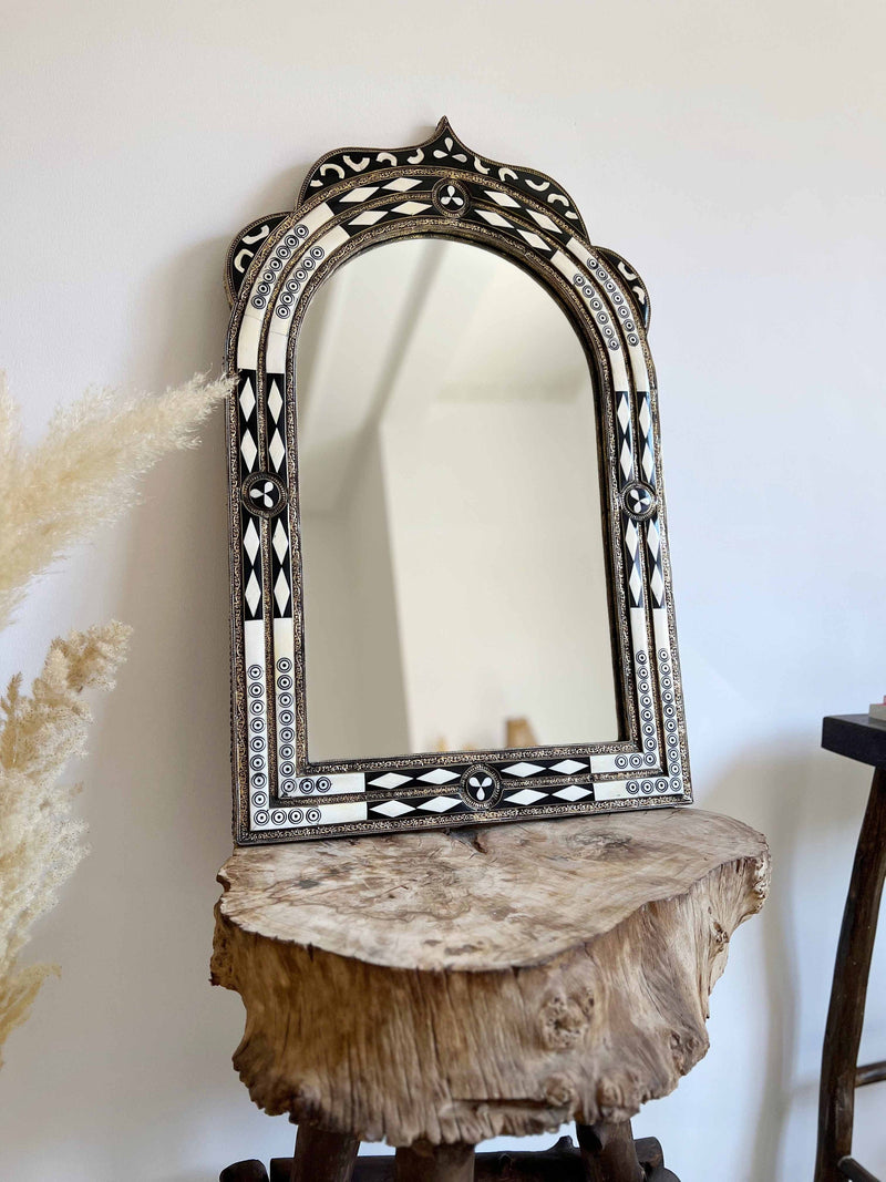 Luxury Arch Blue Frame Bone inlay Mirror
