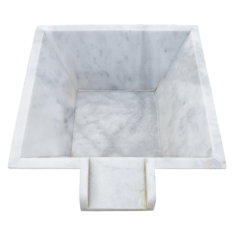 Carrara White Marble Natural Stone Pool Square Cascade Water Bowl