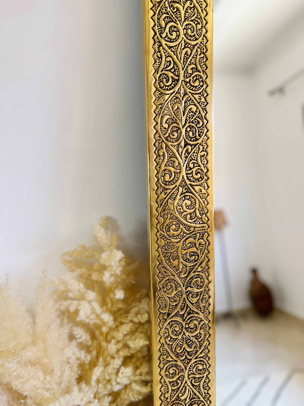 Rectangular Brass Mirror - Moroccan Brass Wall Mirror, photo 3 of 10