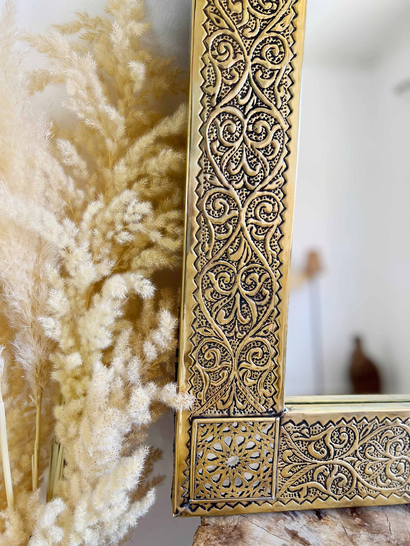 Rectangular Brass Mirror | Vintage Moroccan Wall Mirror