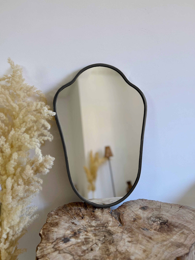 Antique Brass Mirror - Italian Shield Form Brass Wall Mirror