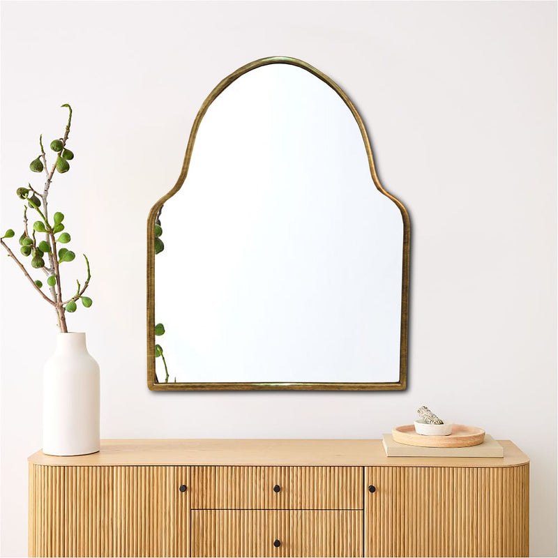 Arch Antiqued Brass Wall Mirror - Unlacquered Brass Mirror