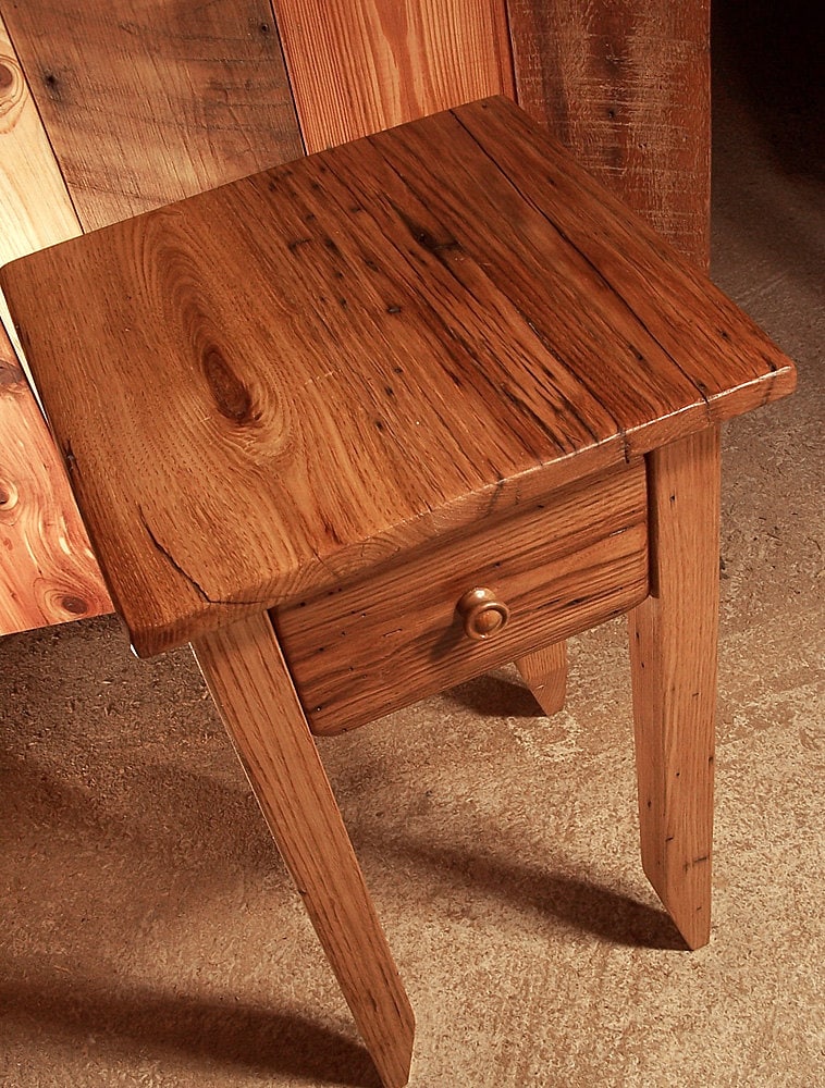 Wormy Chestnut, Bedside Table, Reclaimed Wood Nightstand, Handmade Chestnut End Table, American Chestnut Table, Wood End Table, Nightstand