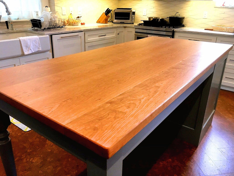 Custom Cherry Wood Plank Countertops Created With YOUR Dimensions - Butcher Block Table, Kitchen Island