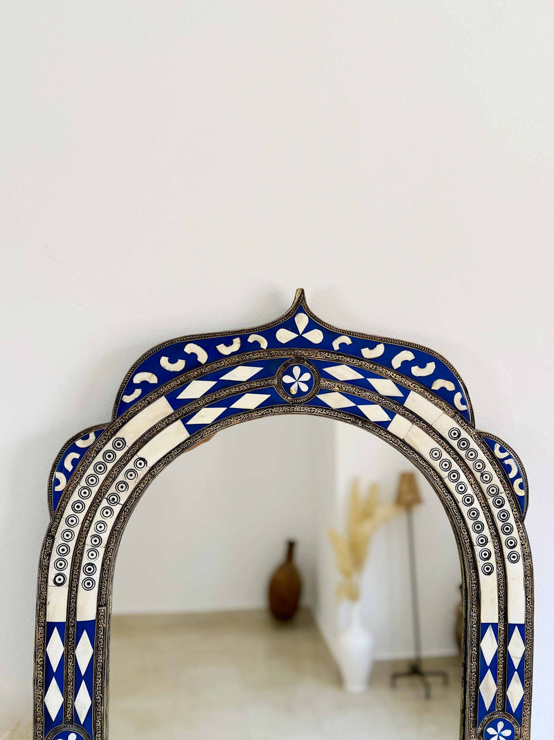 Luxury Arch Blue Frame Bone inlay Mirror