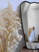 Black Frame Mirror, Italian Wavy Brass Mirror