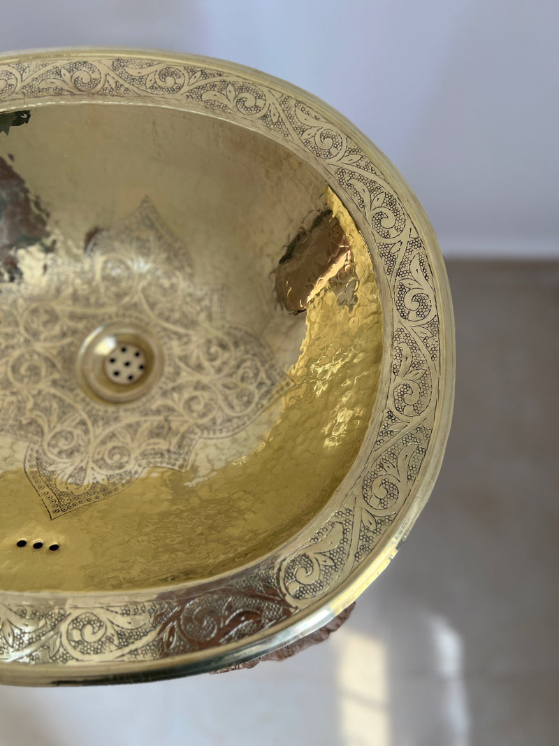 Unlacquered Brass Sink - Oval Bathroom Sink