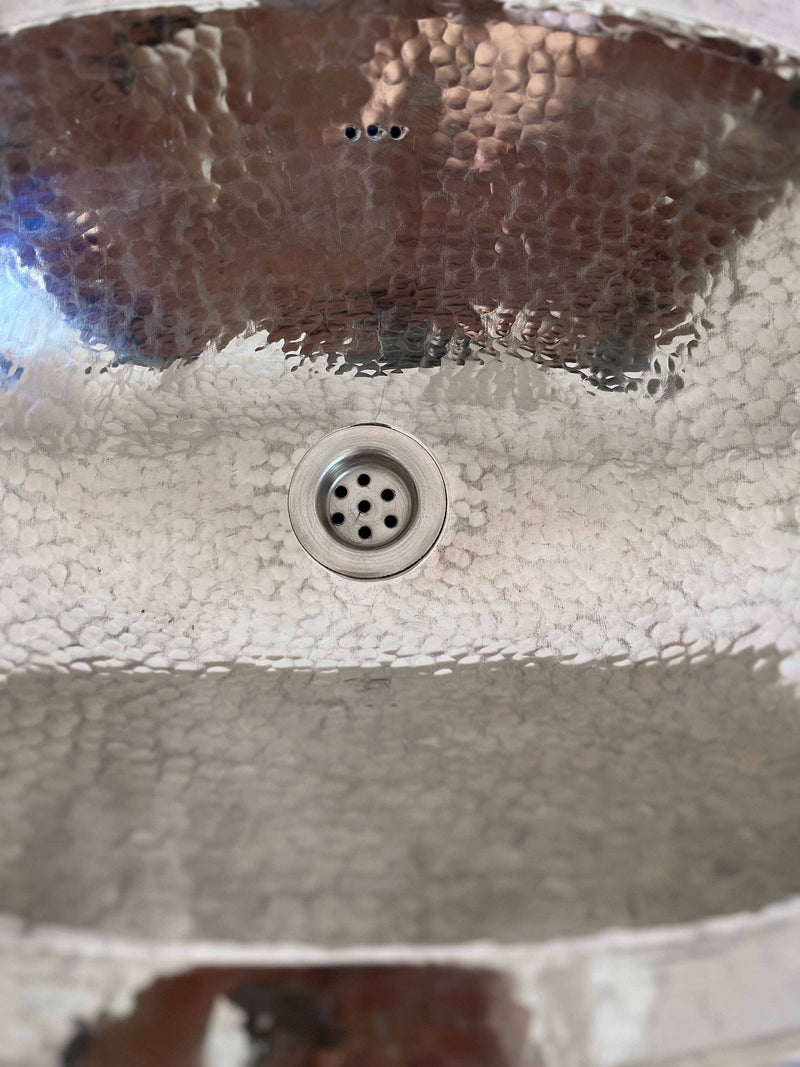 Brass Bathroom Sink - Hammered Oval Sink