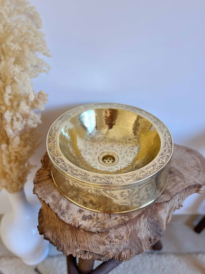 Brass Engraved Sink - Brass Basin Sink