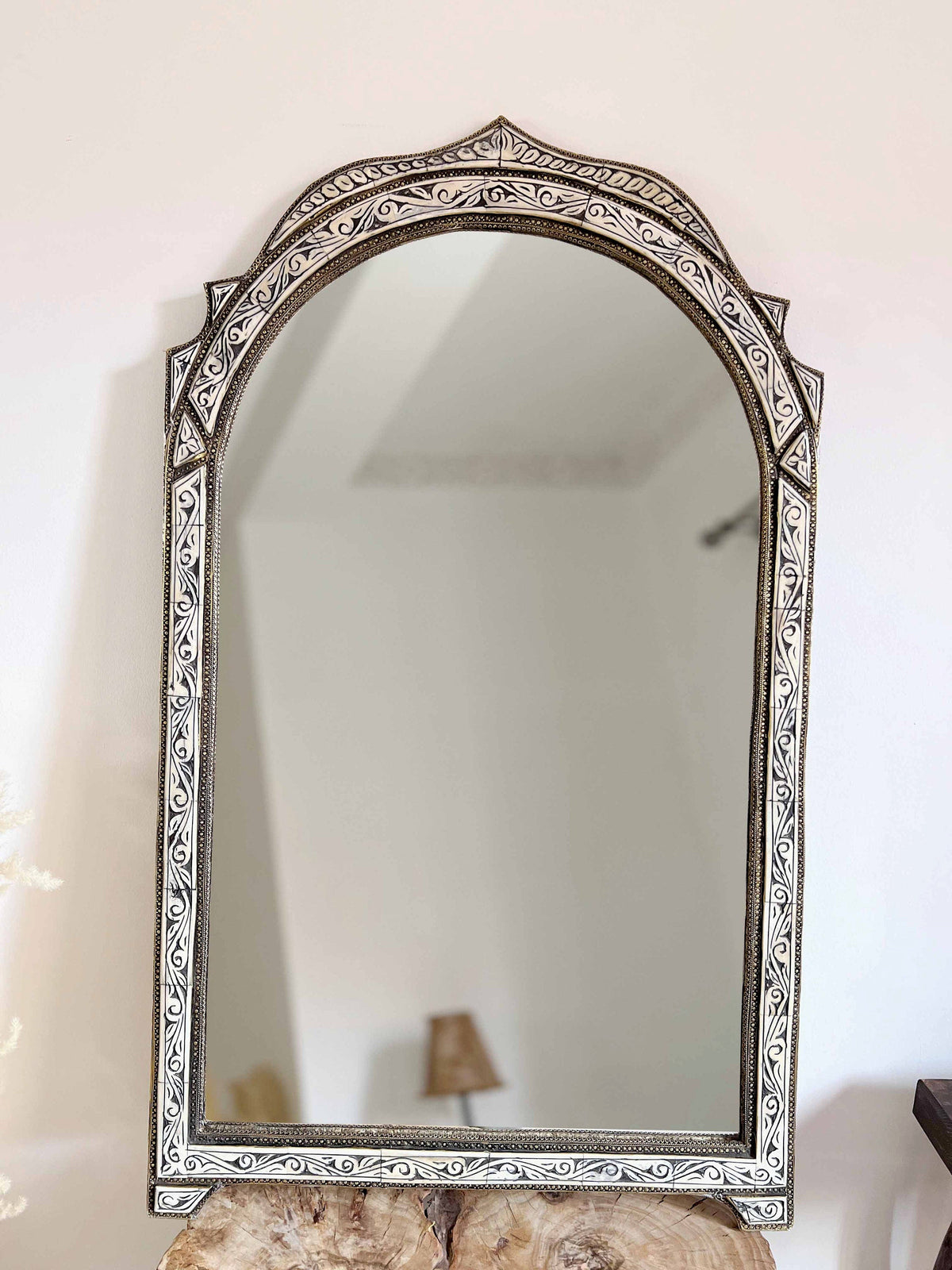 Vintage Arch Mirror - Handmade Berber Bone Inlay Mirror, photo 4 of 10