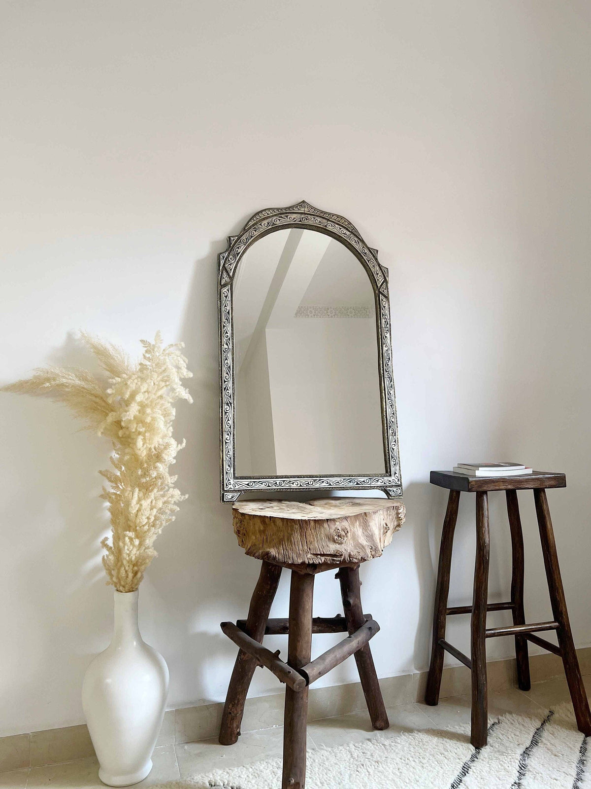 Vintage Arch Mirror - Handmade Berber Bone Inlay Mirror, photo 8 of 10