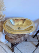 Brass Bathroom Sink - Hammered Oval Sink
