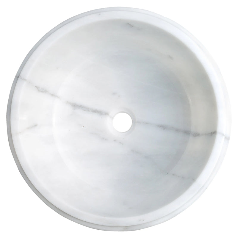 Carrara White Marble Natural Stone Waterfall Drop-in Sink Polished (D)17" (H)6"