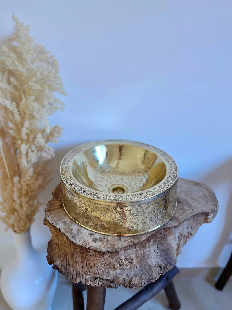 Brass Engraved Sink - Brass Basin Sink