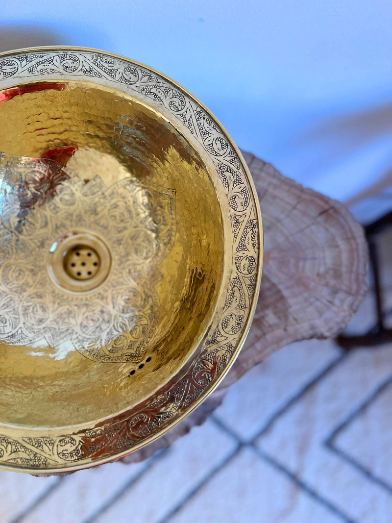 Brass Engraved Sink - Brass Basin Sink
