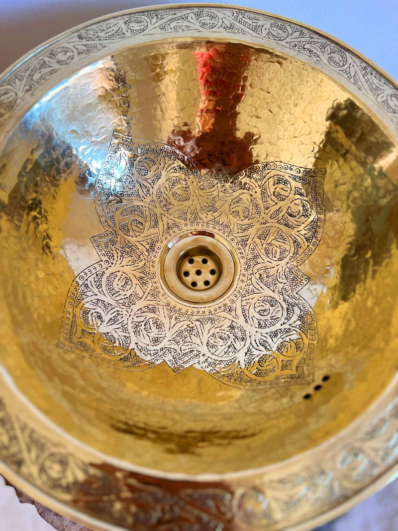 Brass Engraved Sink - Brass Basin Sink