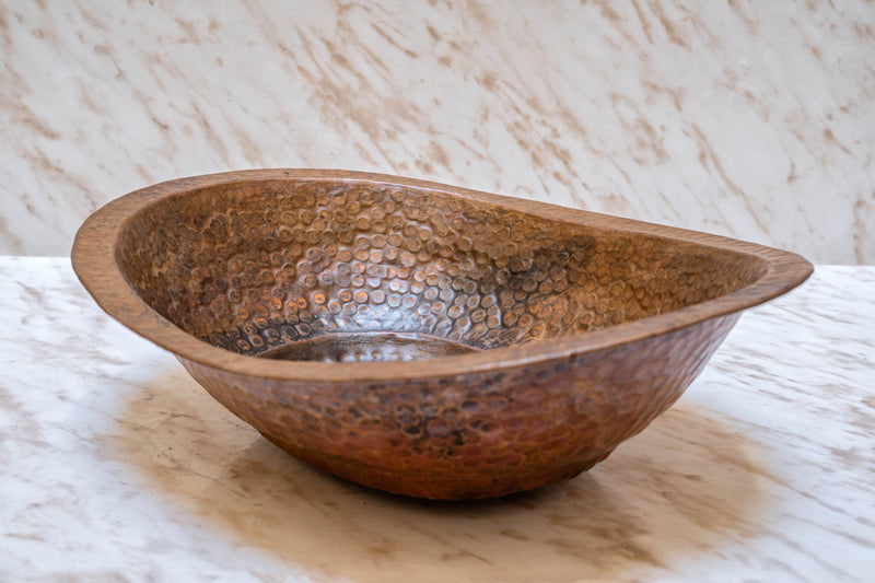 Hammered Rustic Aged Copper Bathroom Vessel Sink