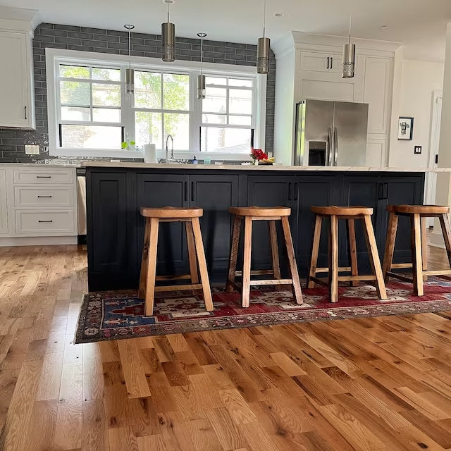 Counter Stools, Counter Height Stools, Wood Bar Stool, Reclaimed Oak Tractor Seat, Backless Bar Stools, Contoured Scooped Seat Kitchen Stool