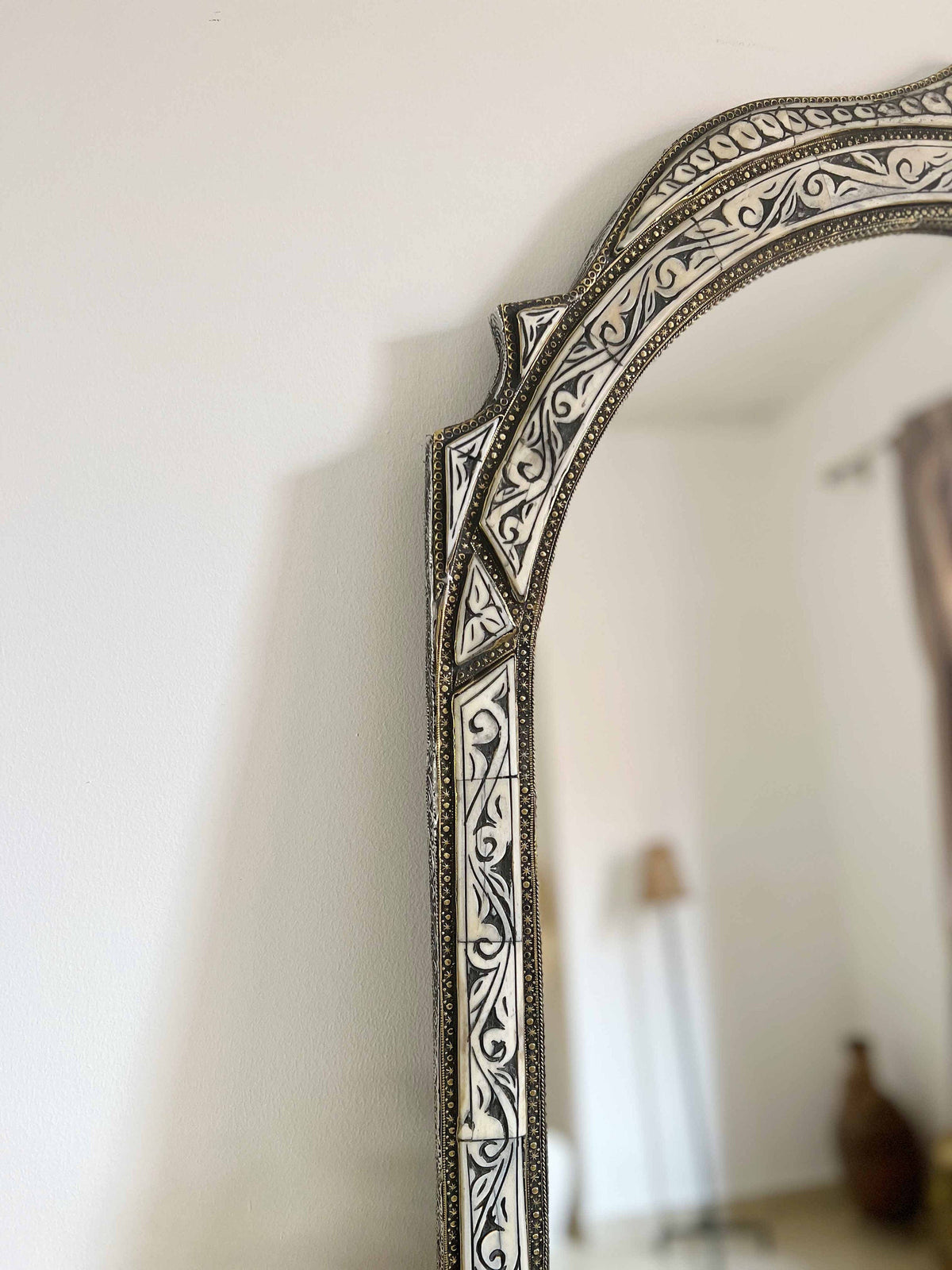 Vintage Arch Mirror - Handmade Berber Bone Inlay Mirror, photo 5 of 10