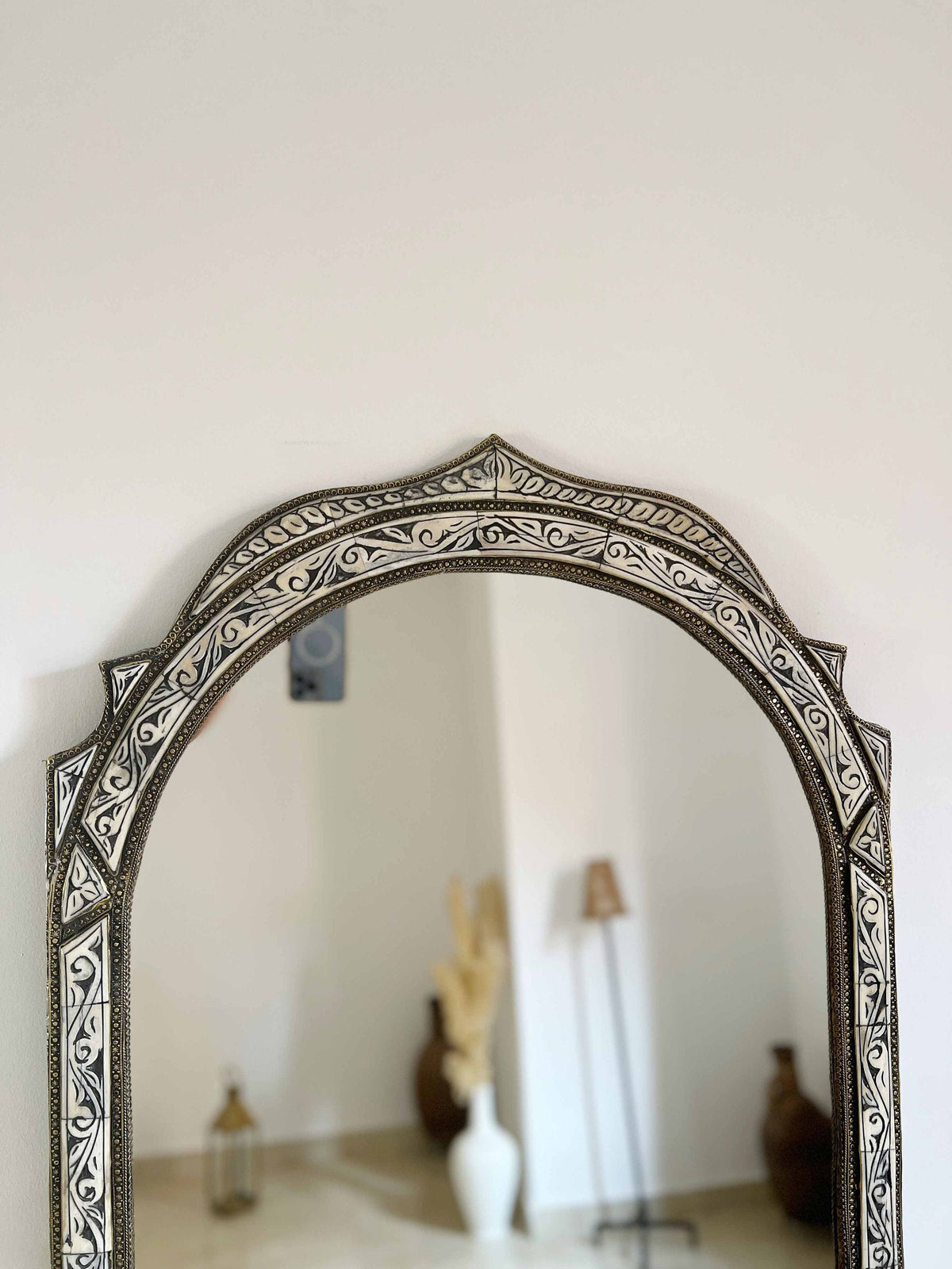 Vintage Arch Mirror - Handmade Berber Bone Inlay Mirror, photo 7 of 10