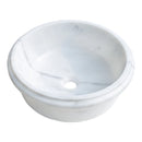 Carrara White Marble Waterfall Polished Round Drop-In Bathroom Sink