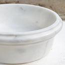 Carrara White Marble Waterfall Polished Round Drop-In Bathroom Sink