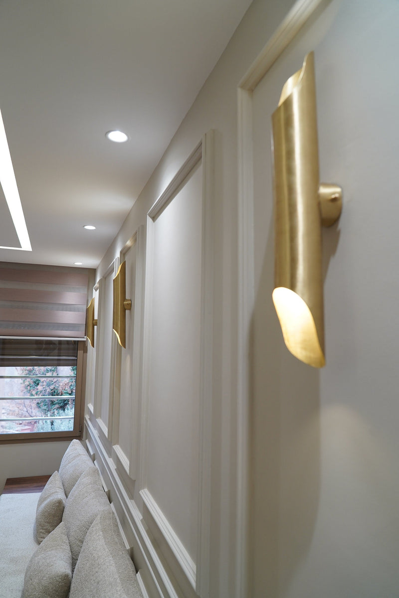 Luxurious Solid Brass Double Wall Light Fixture , Brass Sconce Lights