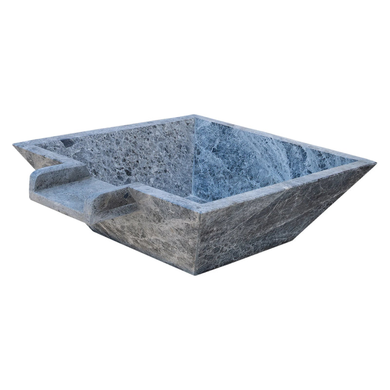 Silver Shadow Marble Natural Stone Pool Square Cascade Water Bowl