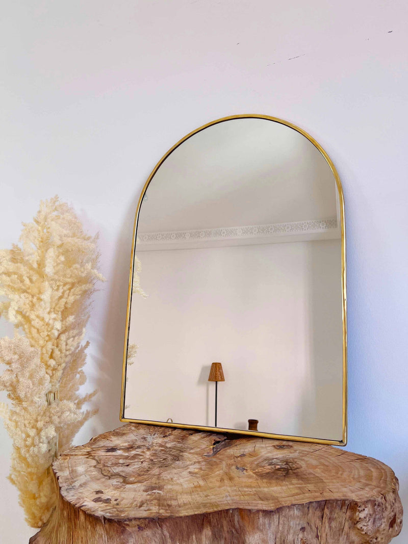 Silver  Brass Arch Mirror - Customizable Bathroom Mirror