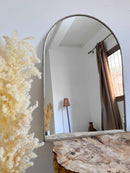 Silver  Brass Arch Mirror - Customizable Bathroom Mirror