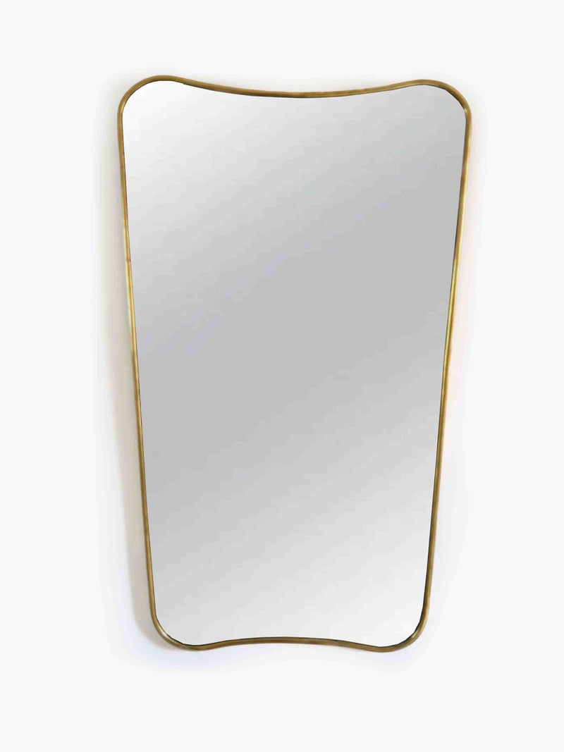 Curved Antiqued Brass Mirror - Butterfly Frame Wall Mirror