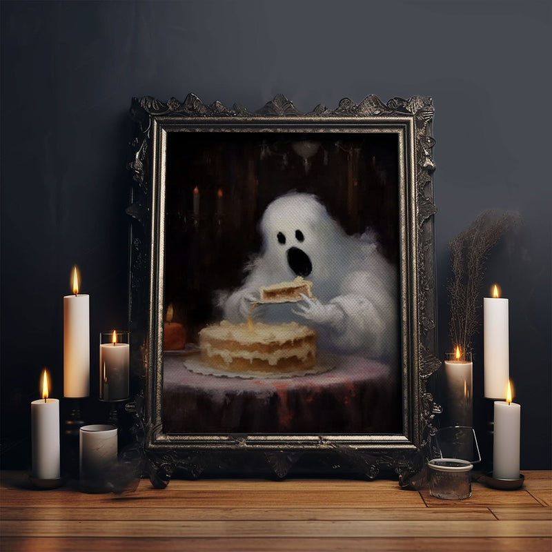 YUM! Ghost Chompin' On A Cake, It's His Birthday! Halloween Decor