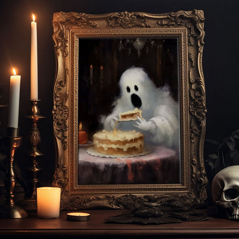 YUM! Ghost Chompin' On A Cake, It's His Birthday! Halloween Decor