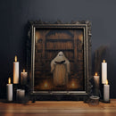 Spooky Ghost Reading A Book, Library Ghost, 8x10 Fine Art Prints, Framed Canvas, Fall Artwork, Cute Halloween Decor