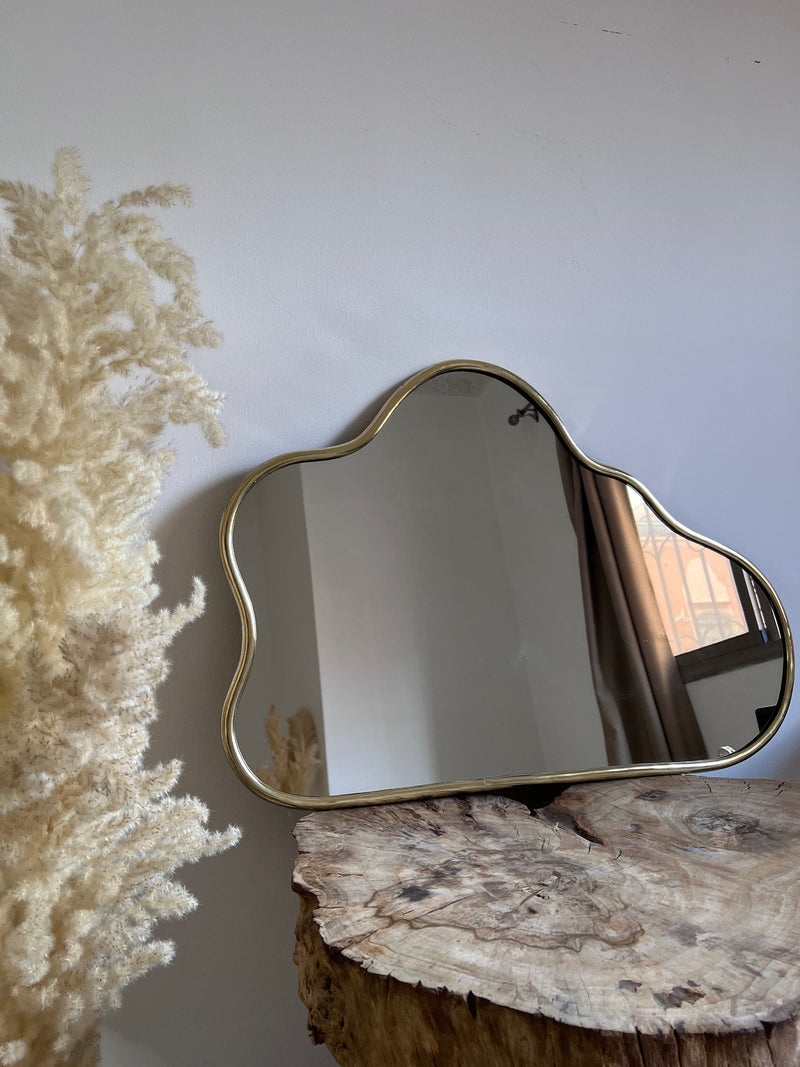 Black Frame Brass Mirror -  Cloud Wall Mirrors