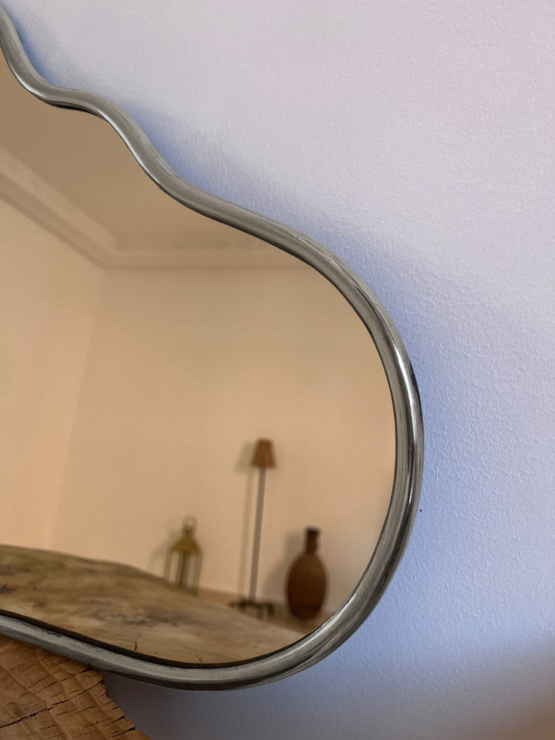 Handcrafted Silver Cloud Brass Mirror